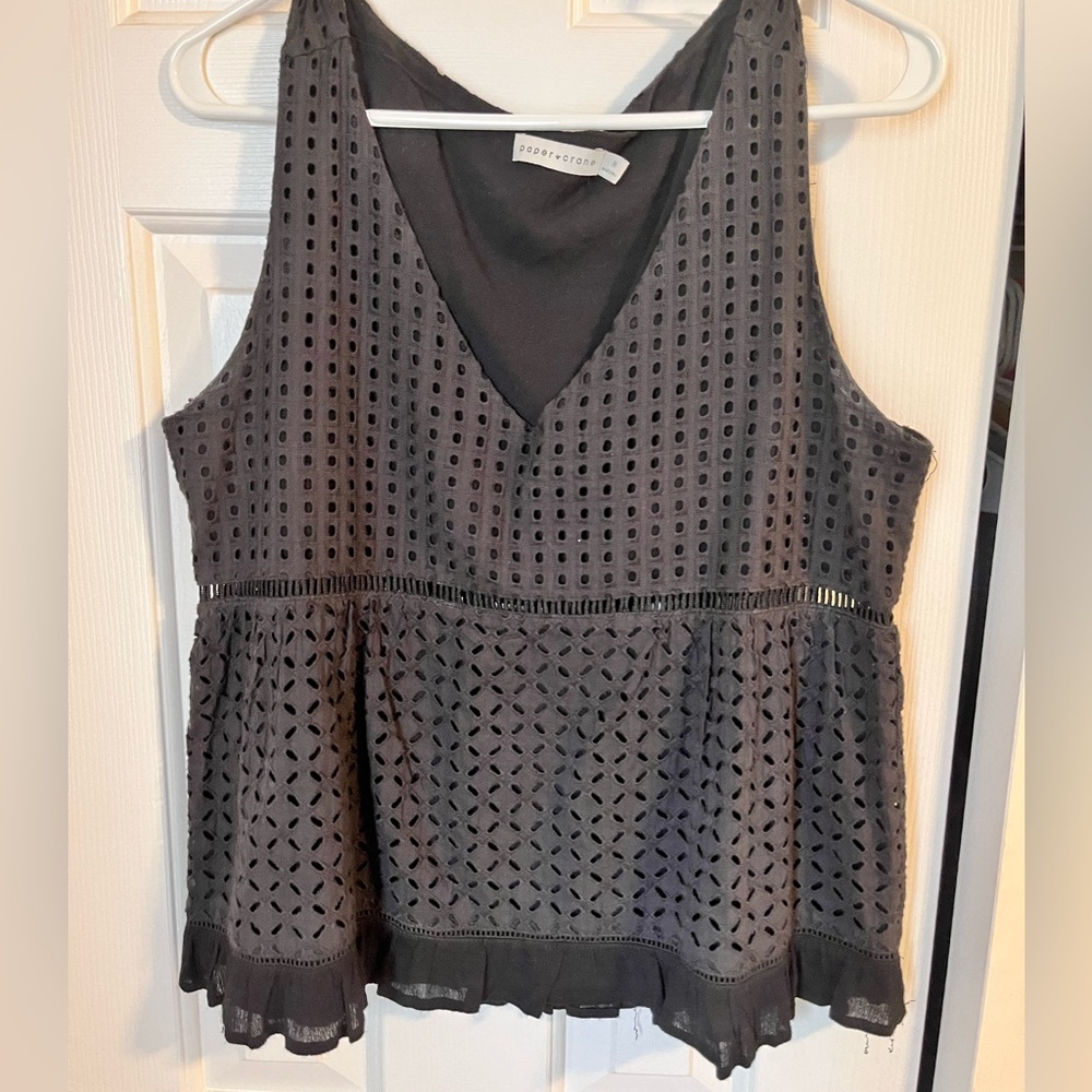 Paper Crane Eyelet Tank Top